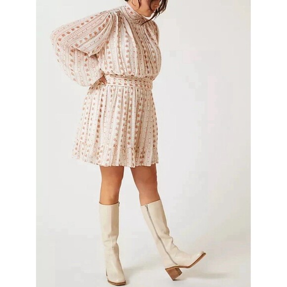 Anthropologie Let Me Be Mock Neck Sheerf Long Sleeve Mini Dress XS Cottagecore - Picture 12 of 16